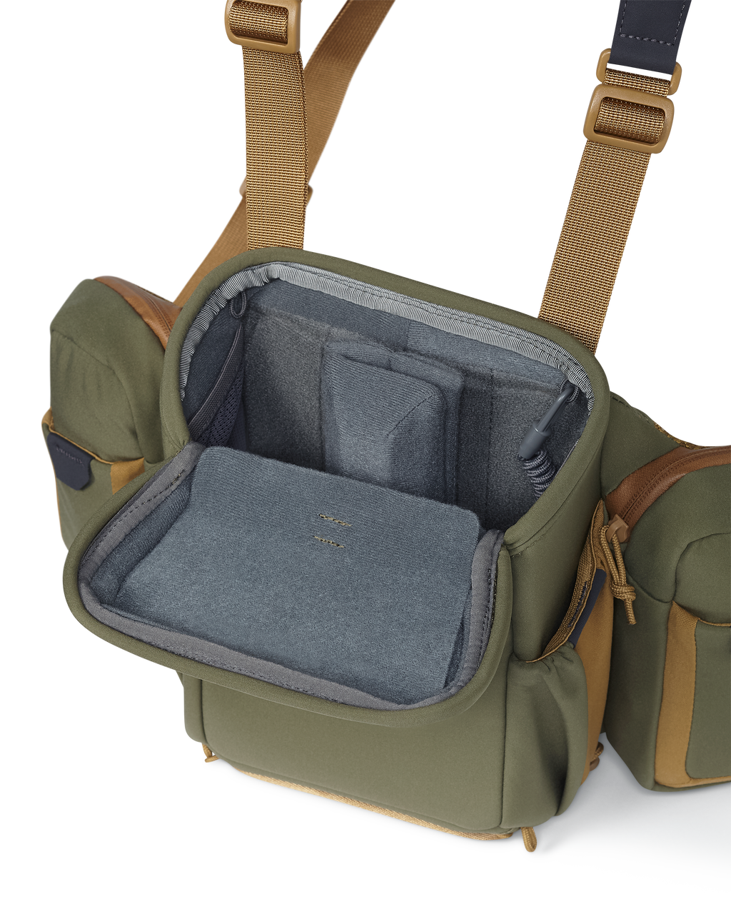 PRO Chest Pack in Evergreen with opened forward folding magnetic lid