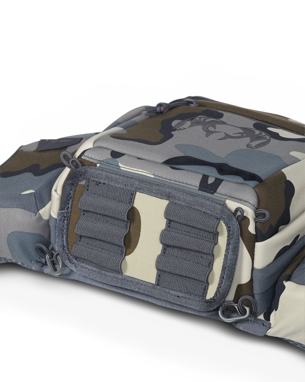 PRO Chest Pack in Vias Camouflage, Highlighting bottom of the main compartment, features track system for bottom ammo holder accessory