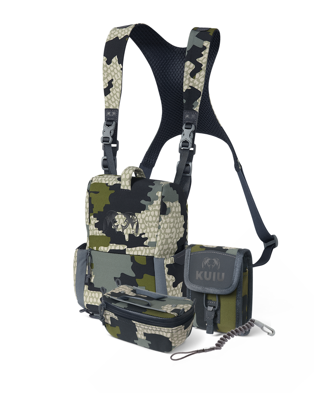 PRO G3 Bino Rangefinder Set in Verde Camouflage, Includes: PRO G3 Bino Harness, PRO G3 Bino Harness Accessory Pocket, Rangefinder Lanyard, PRO G3 Rangefinder Holder