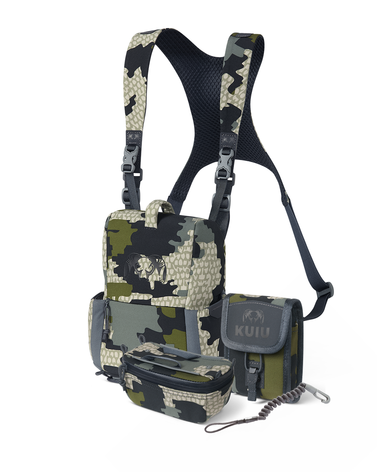 PRO G3 Bino Rangefinder Set in Verde Camouflage, Includes: PRO G3 Bino Harness, PRO G3 Bino Harness Accessory Pocket, Rangefinder Lanyard, PRO G3 Rangefinder Holder