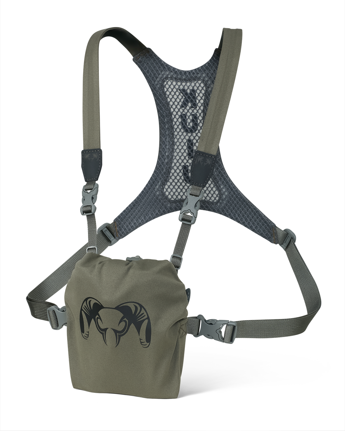 Front, Angled View of Ultralight Bino Harness in Ash Brown