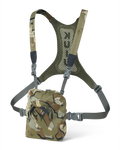 Front, Angled View of Ultralight Bino Harness in Vias Camouflage