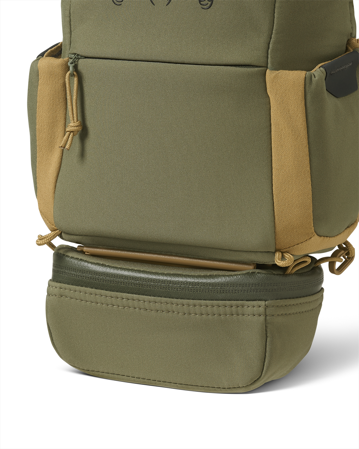 PRO G3 Bino Harness Accessory Pocket attached to the bottom of the PRO G3 Bino Harness utilizing rail-lock connection system