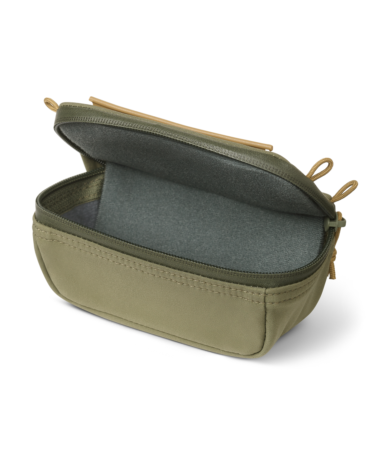 Front of PRO G3 Bino Harness Accessory Pocket in Evergreen color, Highlighting open lid