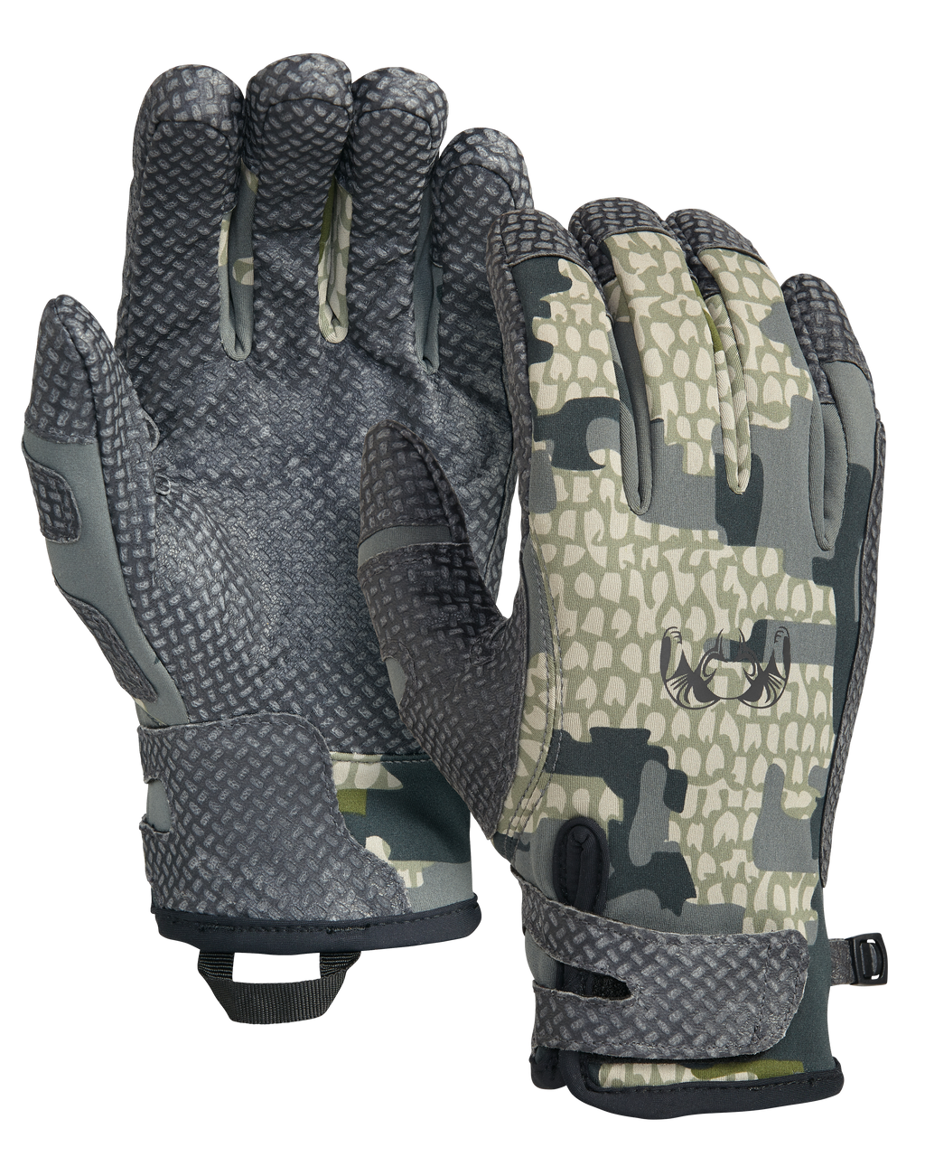 Front and Back of Guide X Glove in Verde Camouflage