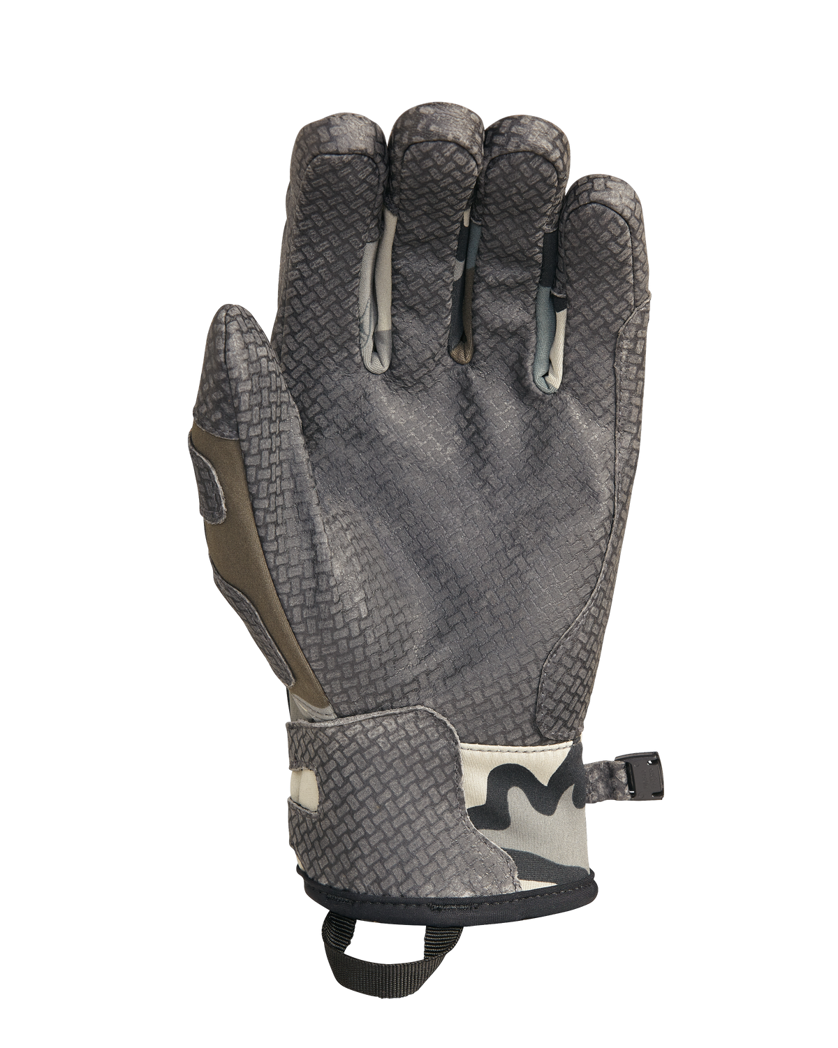 Palm View of Guide X Gloves in Vias Camouflage Highlighting Pittard's Oil Tac Leather
