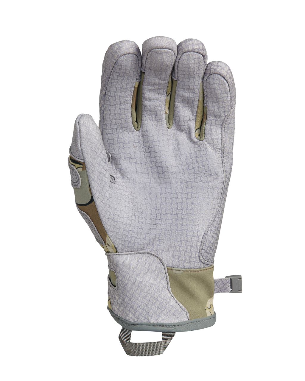 Palm View of Guide X Gloves in Valo Camouflage Highlighting Pittard's Oil Tac Leather