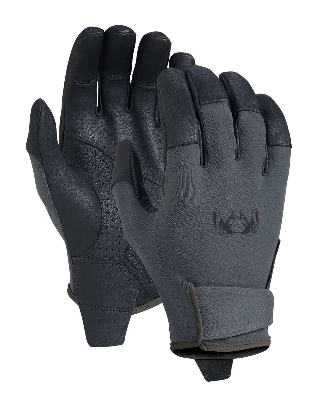 Front and Back of Precision Glove in Gunmetal Grey