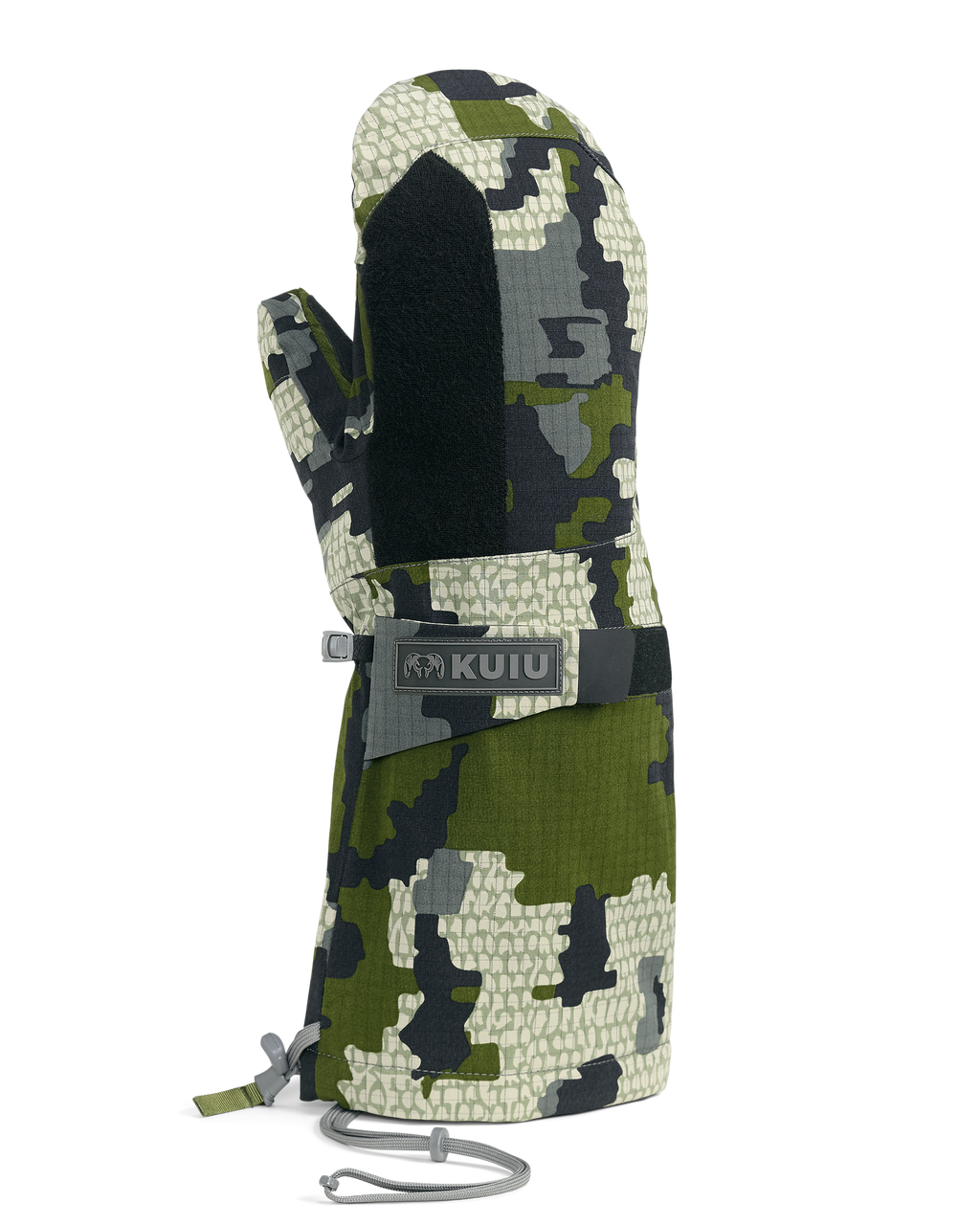 Palm view of Super Down Arktuk Mitt in Verde Camouflage
