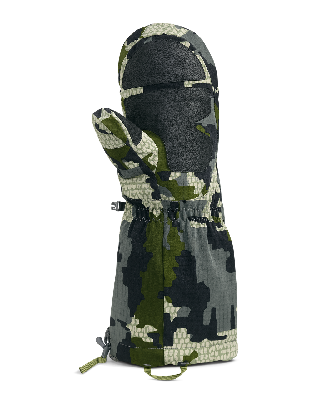Palm view of Super Down Arktuk Mitt in Verde Camouflage