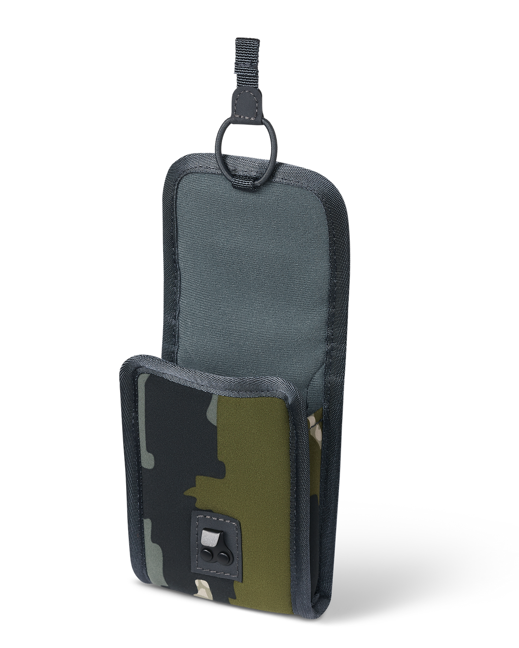 PRO G3 Rangefinder Holder in Verde Camouflage, Highlighting open top flap