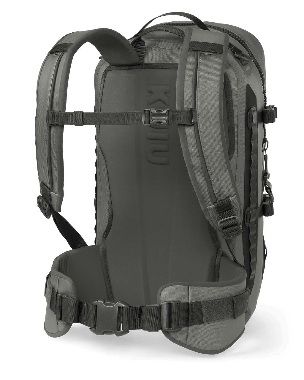 Back of DeltaStorm 2200 Submersible Backpack in Stone Grey
