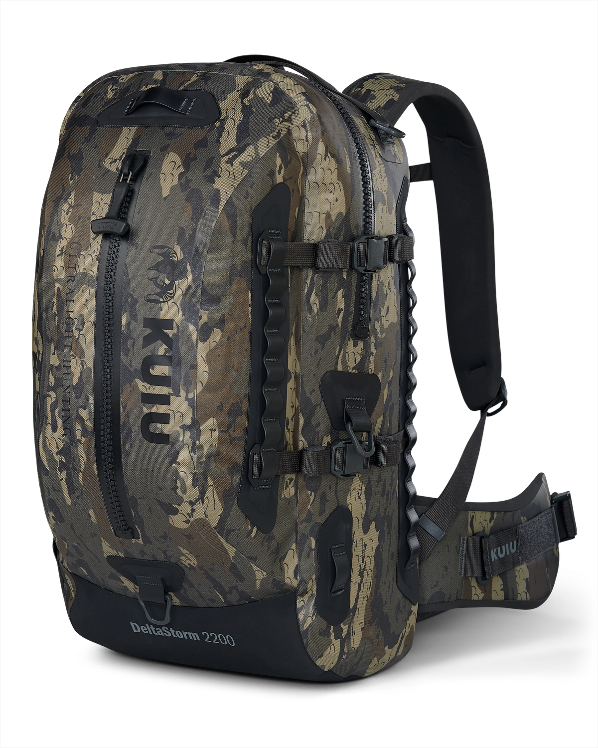 Angled front view of DeltaStorm 2200 in Veros camouflage