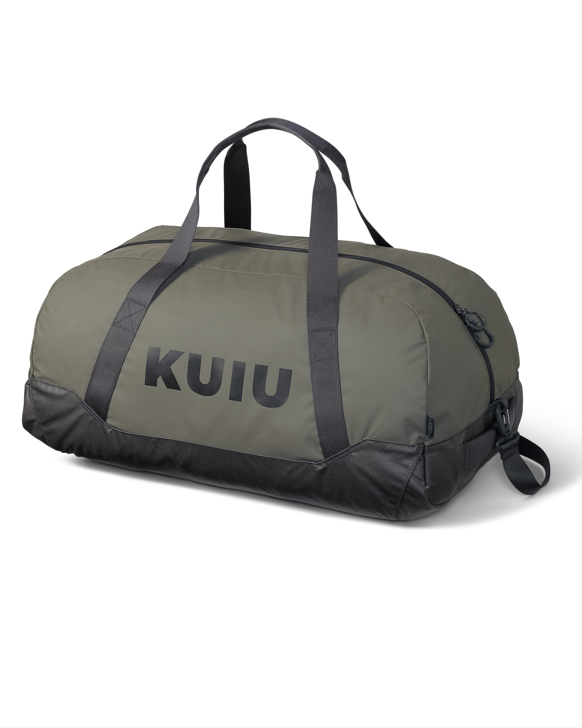 Front, Angled view of Runway CORDURA® 3000 Duffel in Ash with KUIU Logo Shown