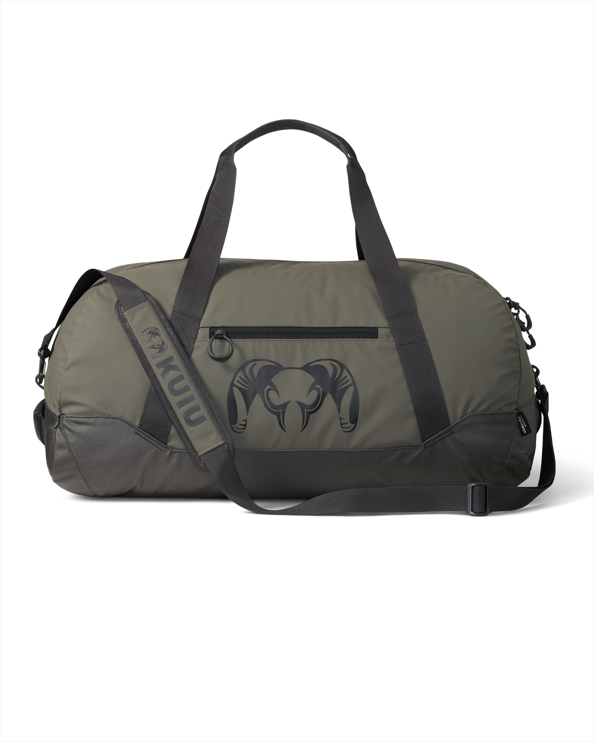 Front of Runway CORDURA® 3000 Duffel in Ash with KUIU Logo and Shoulder Straps Shown