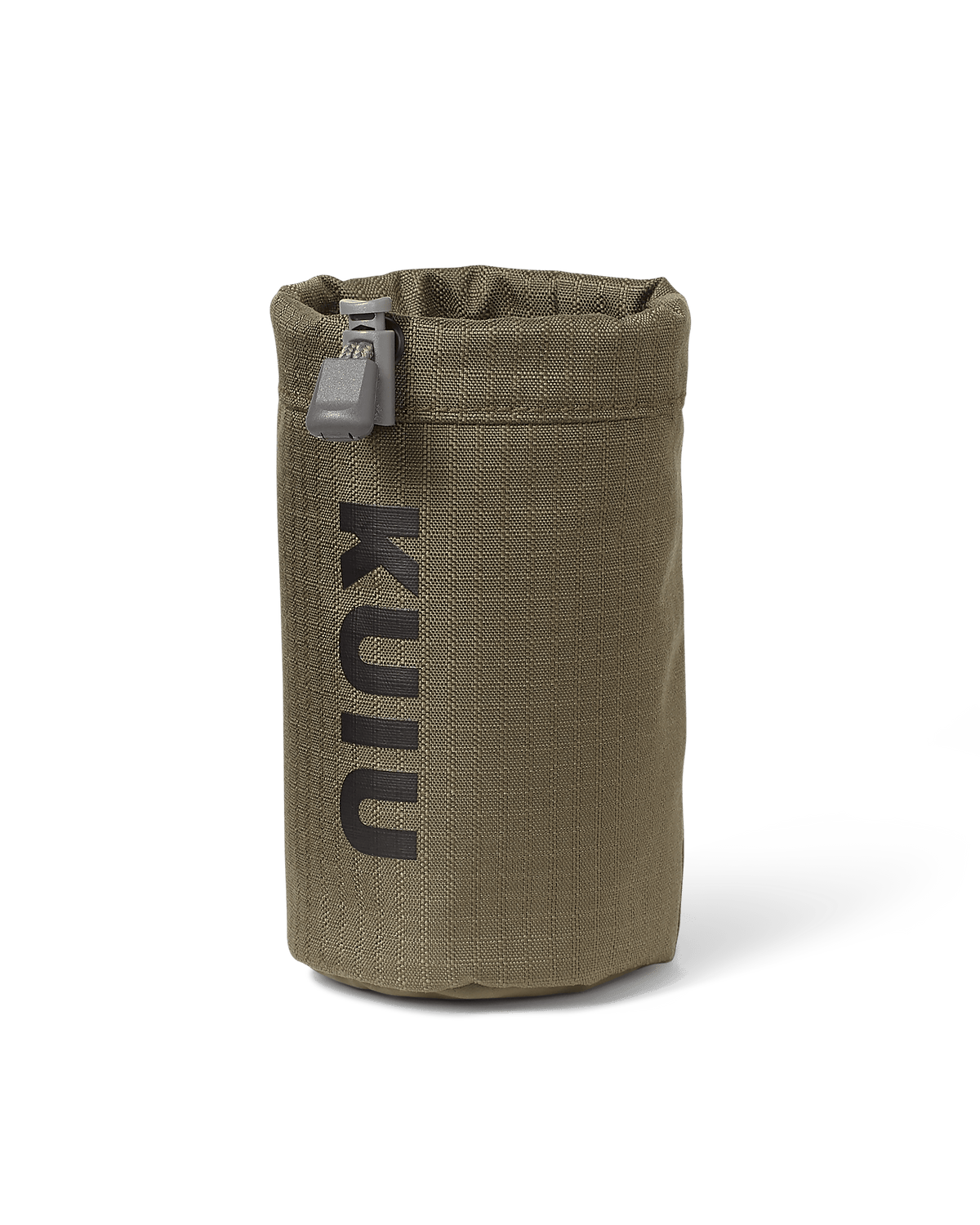Front of water bottle holder included with the Archery Hip Quiver in Ash Brown
