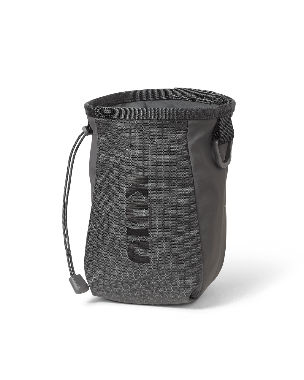 Front of the split compartment release pouch with phone holder included with the Archery Hip Quiver in Gunmetal Grey