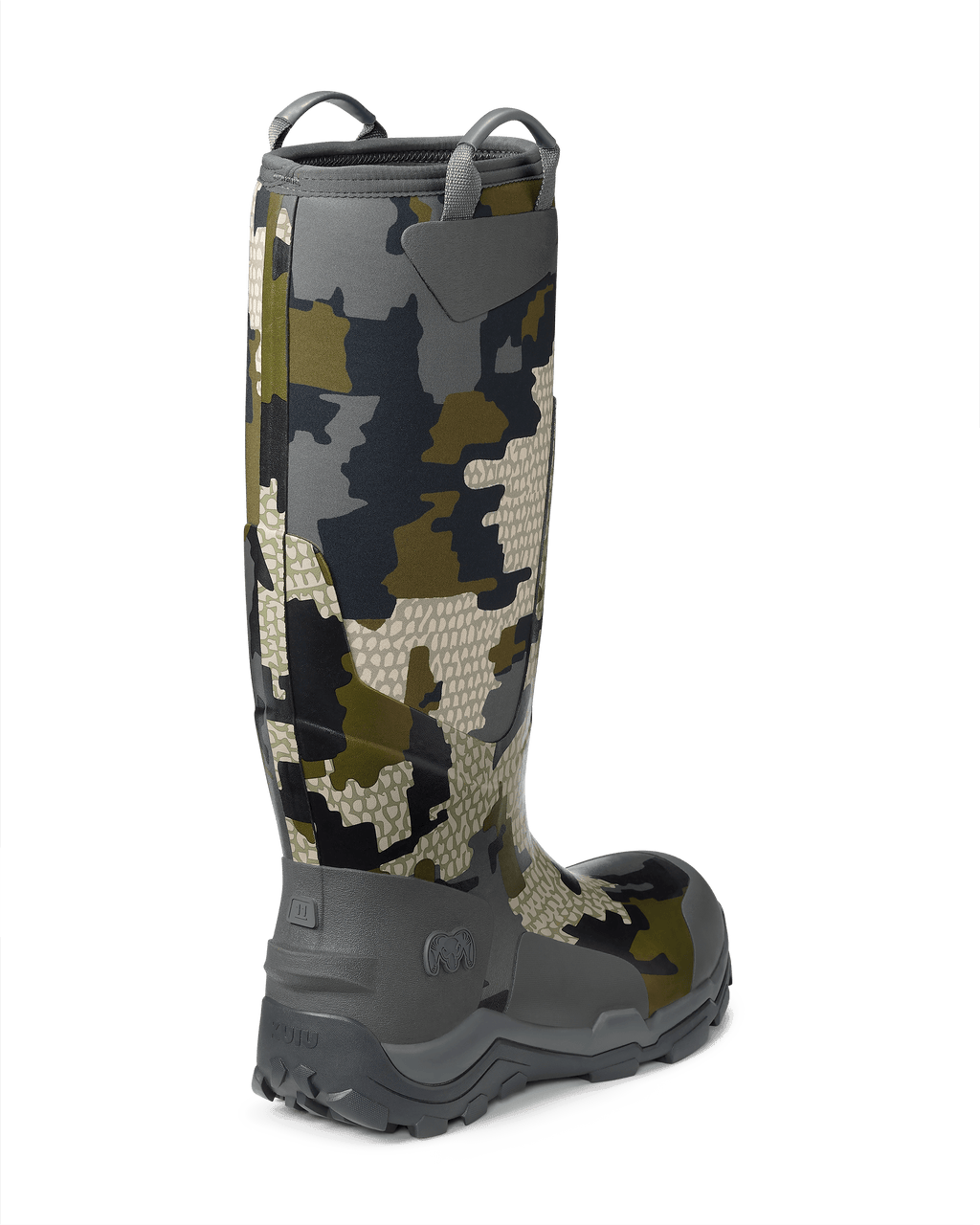 Back right pair of KUIU Mud Boot in Verde Camouflage