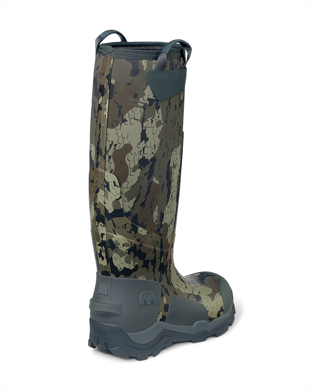Back right pair of KUIU Mud Boot in Veros Camouflage