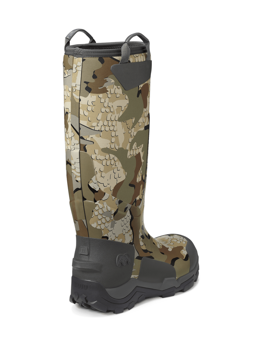 Back right pair of KUIU Mud Boot in Valo Camouflage