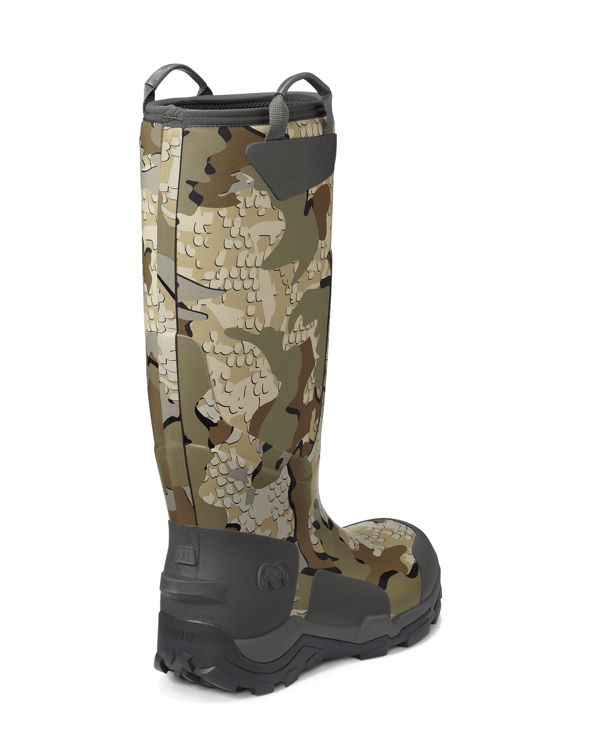 Back right pair of KUIU Mud Boot in Valo Camouflage