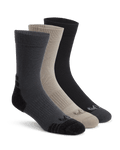 Front 3 Set of Merino Lightweight Performance Sock in Gunmetal, Khaki and Black