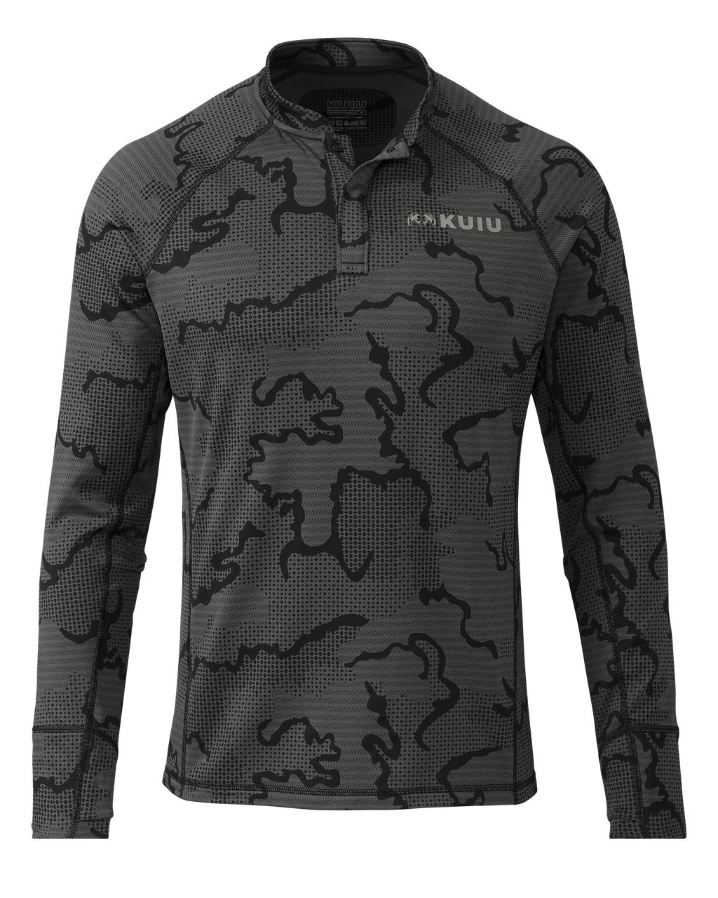 Front of Ridgepoint Fleece Henley in Black Tonal Pattern