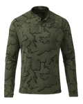 Front of Ridgepoint Fleece Henley in Olive Green Tonal Pattern