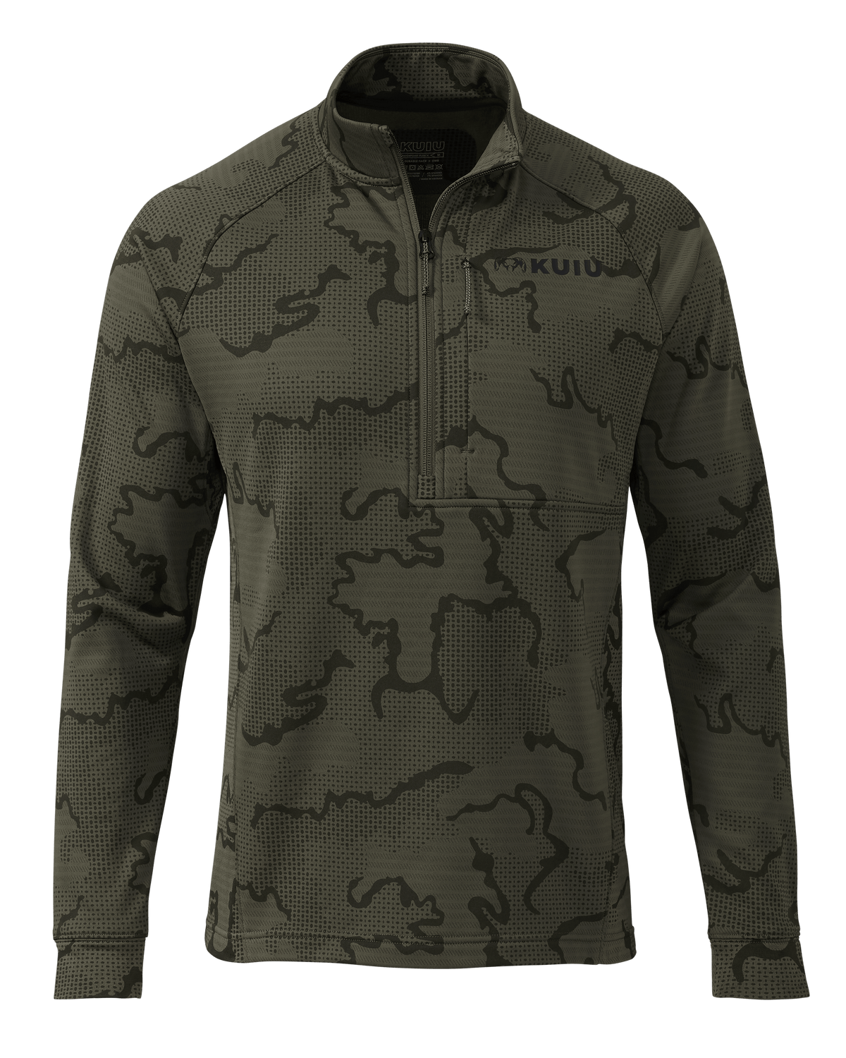 Front of Ridgepoint Fleece Zip-T in Ash Brown Tonal Pattern