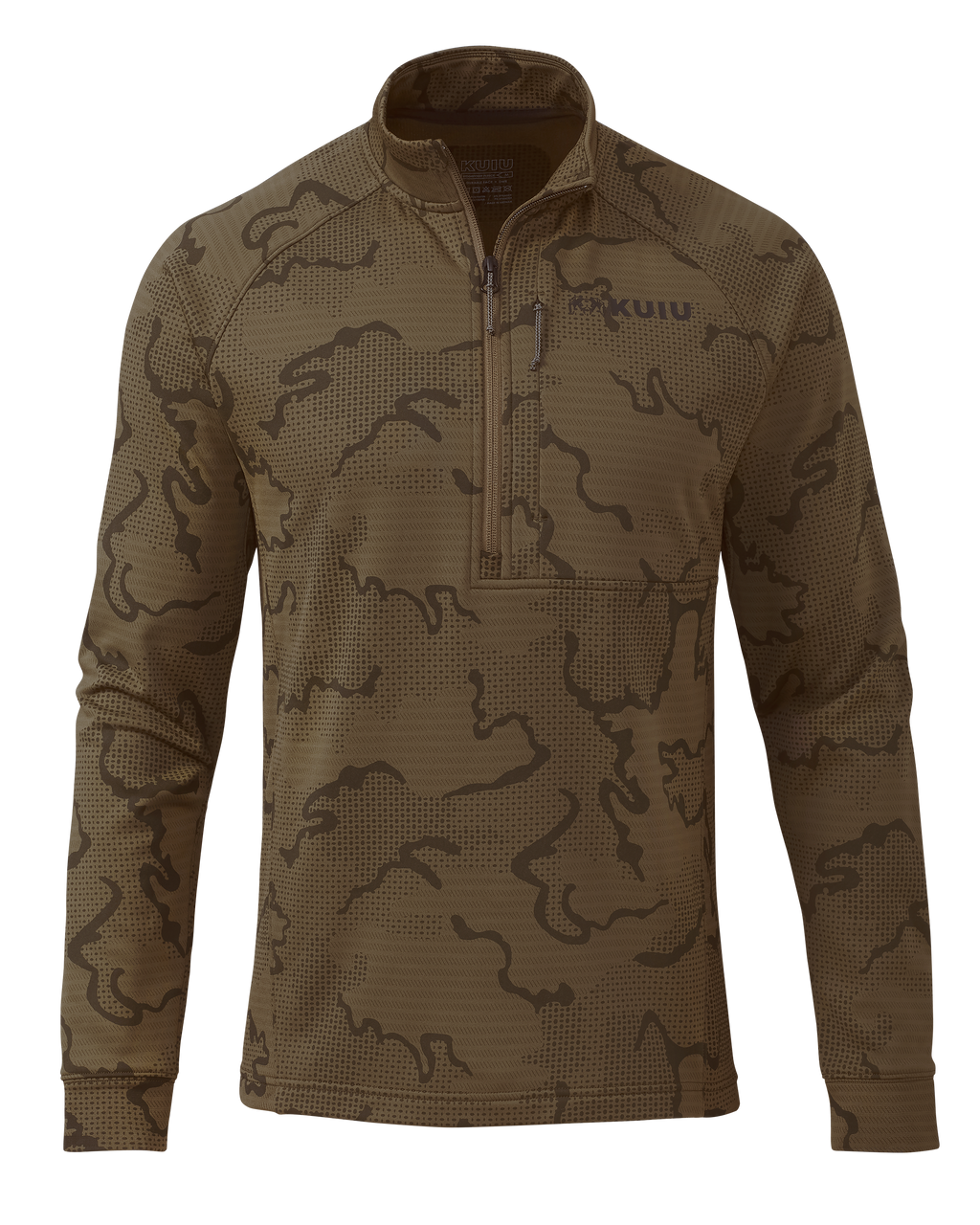 Front of Ridgepoint Fleece Zip-T in Coyote Brown Tonal Pattern
