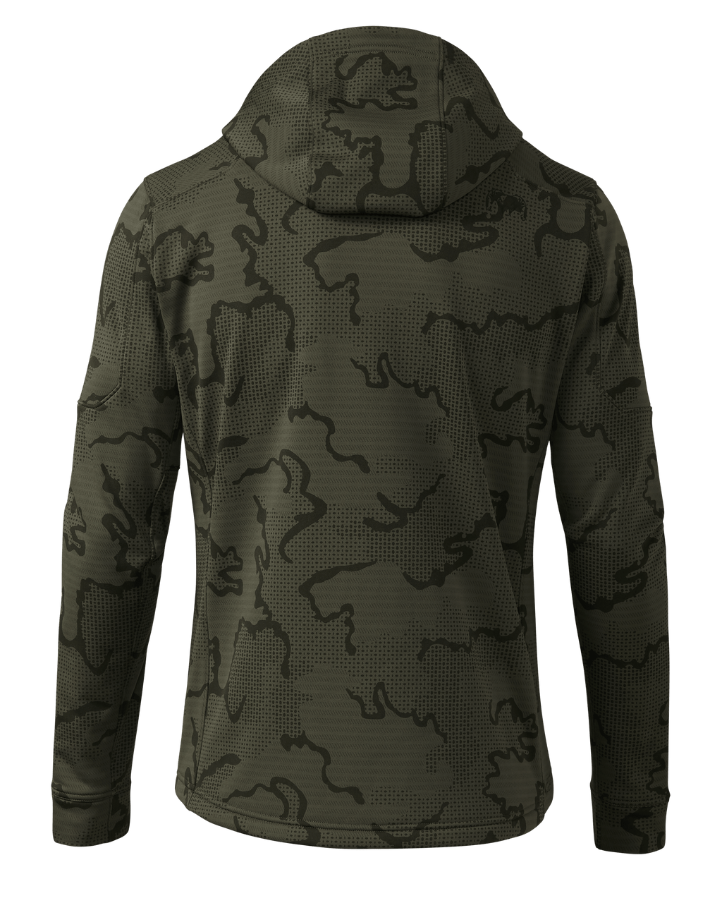 Back of Ridgepoint Fleece Hoodie in Ash Brown Tonal Pattern