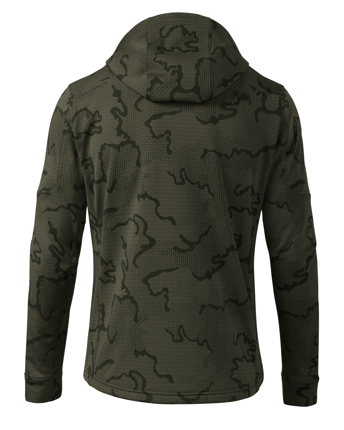 Back of Ridgepoint Fleece Hoodie in Ash Brown Tonal Pattern