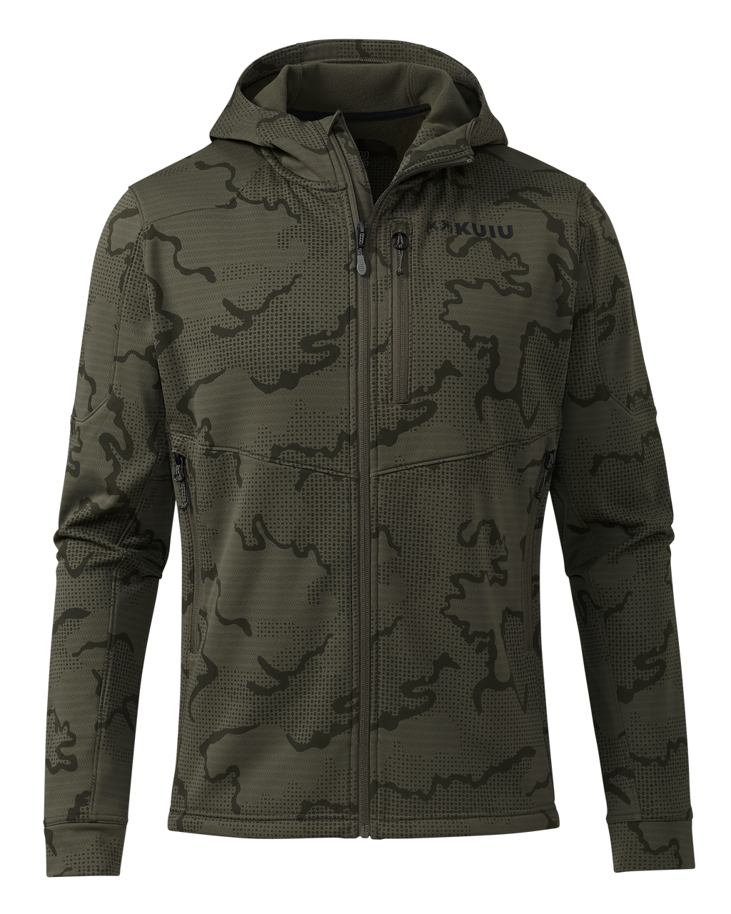 Front of Ridgepoint Fleece Hoodie in Ash Brown Tonal Pattern