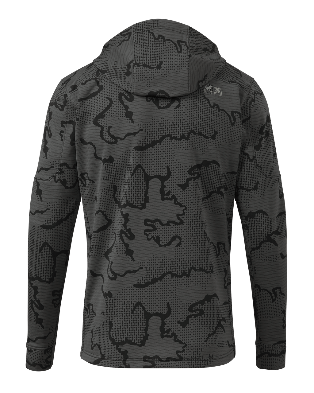 Back of Ridgepoint Fleece Hoodie in Black Tonal Pattern