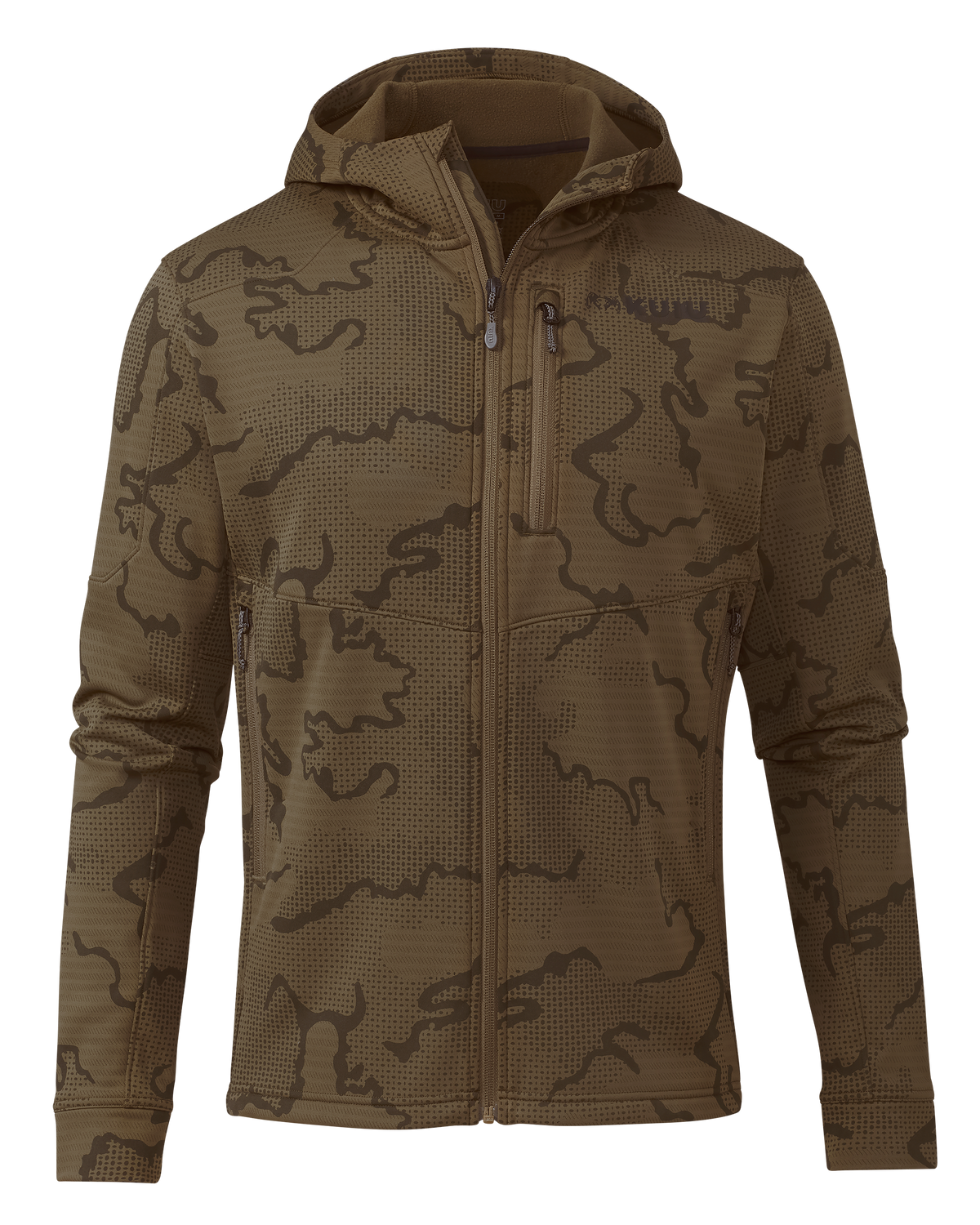 Front of Ridgepoint Fleece Hoodie in Coyote Brown Tonal Pattern
