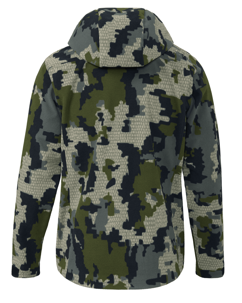 Back of Proximity LT Hooded Jacket in Verde Camouflage