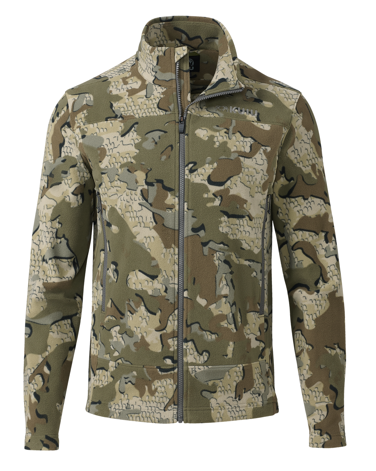 Front of Border Fleece Full Zip in Valo Camouflage
