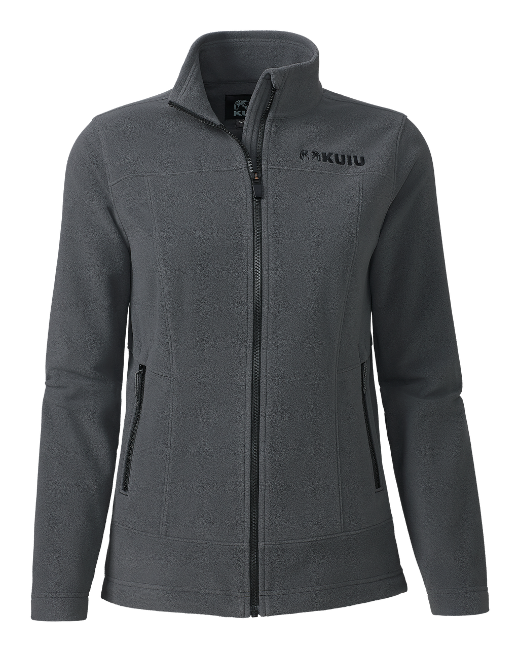 Front of the Women's Border Fleece Full Zip Jacket in Gunmetal Grey.