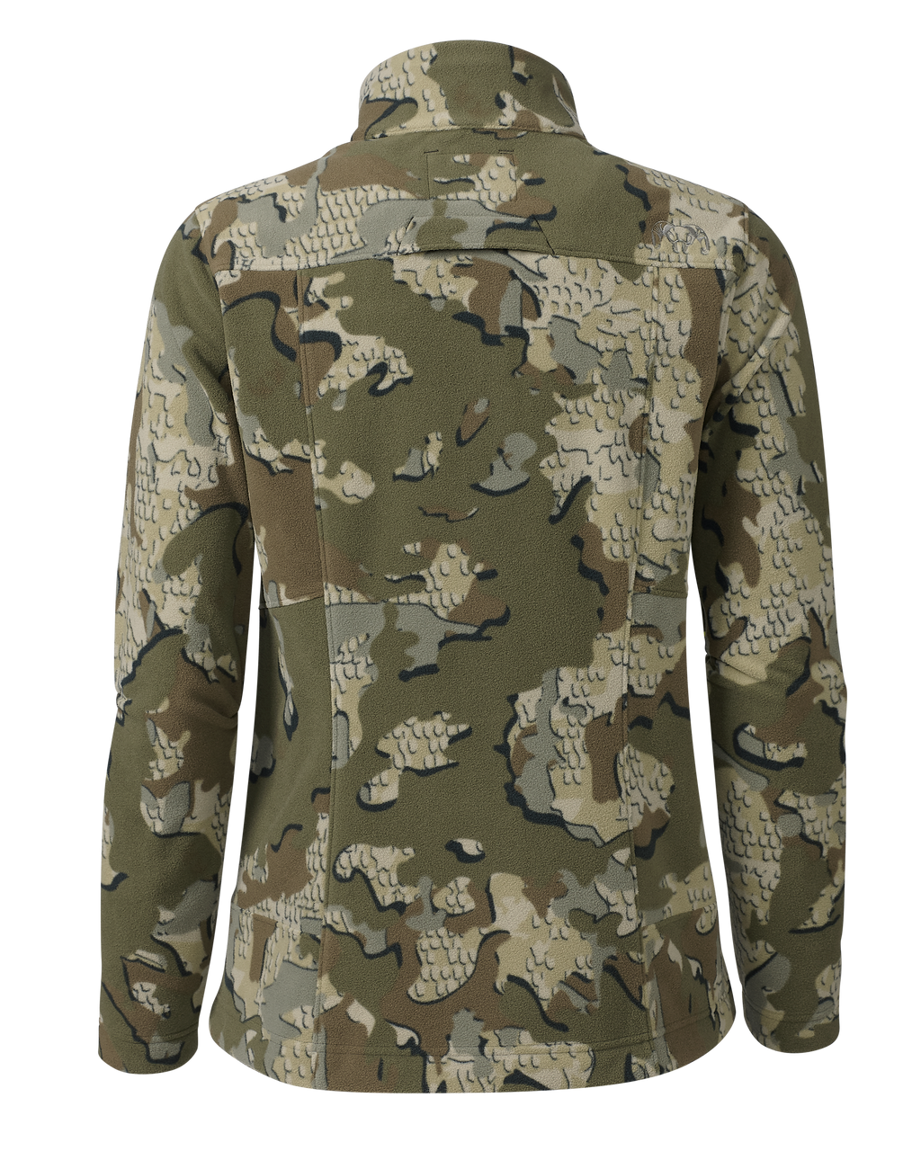 Back of the Women's Border Fleece Full Zip Jacket in Valo Camouflage