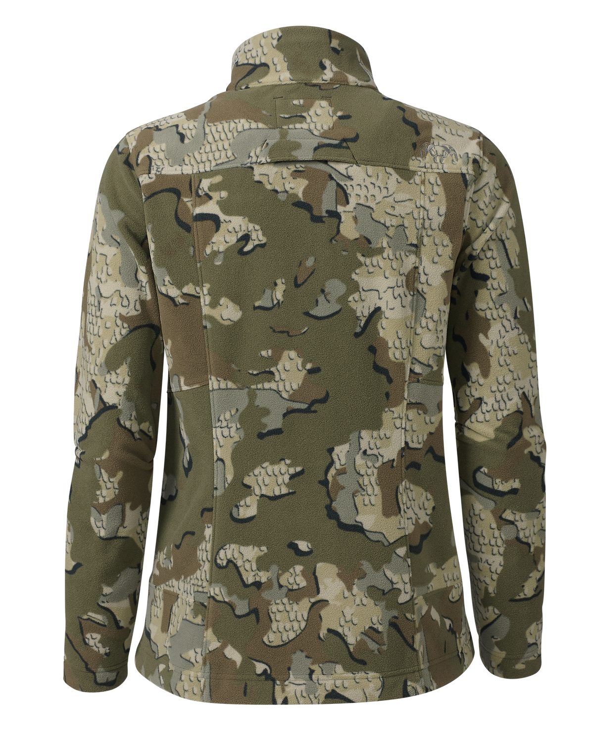 Back of the Women's Border Fleece Full Zip Jacket in Valo Camouflage