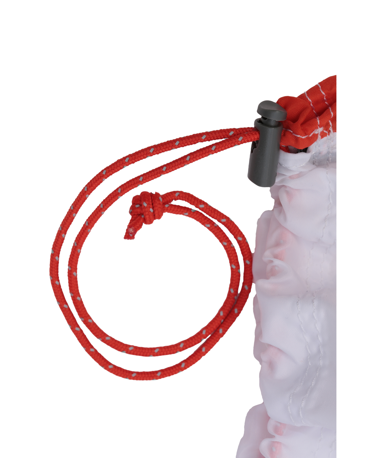 Top, Angled View of Quarter Game Bag in White Orange Color Highlighting Adjustable Draw String