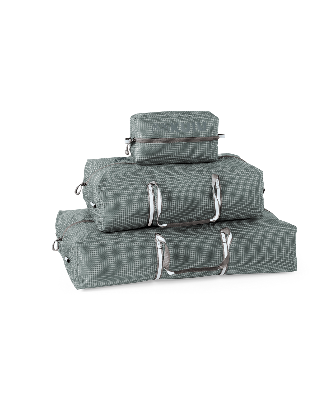 Side of All Three Sizes of Extreema Bags in Flint Color