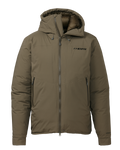 Front of Super Down Burner Parka in Ash Brown Color