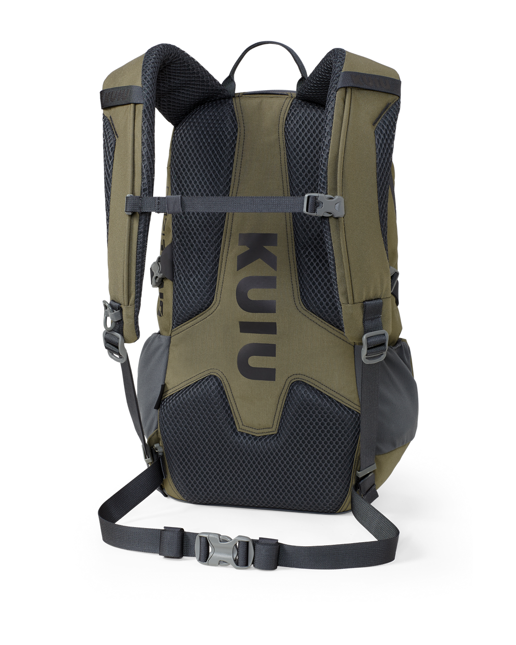 Back of Divide 1200 in Ash Brown Color with removable webbing waist belt