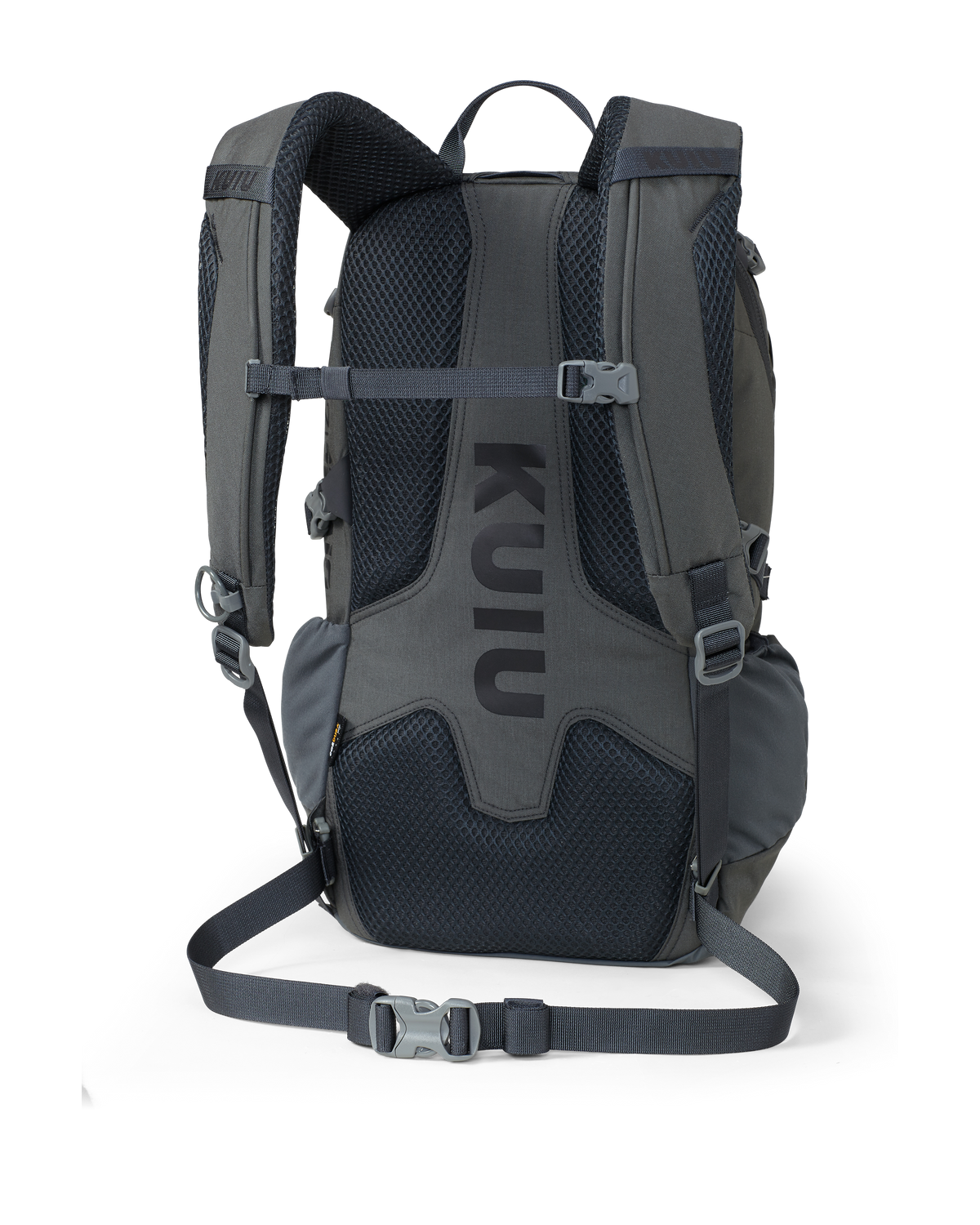 Back of Divide 1200 in Gunmetal Grey Color with removable webbing waist belt