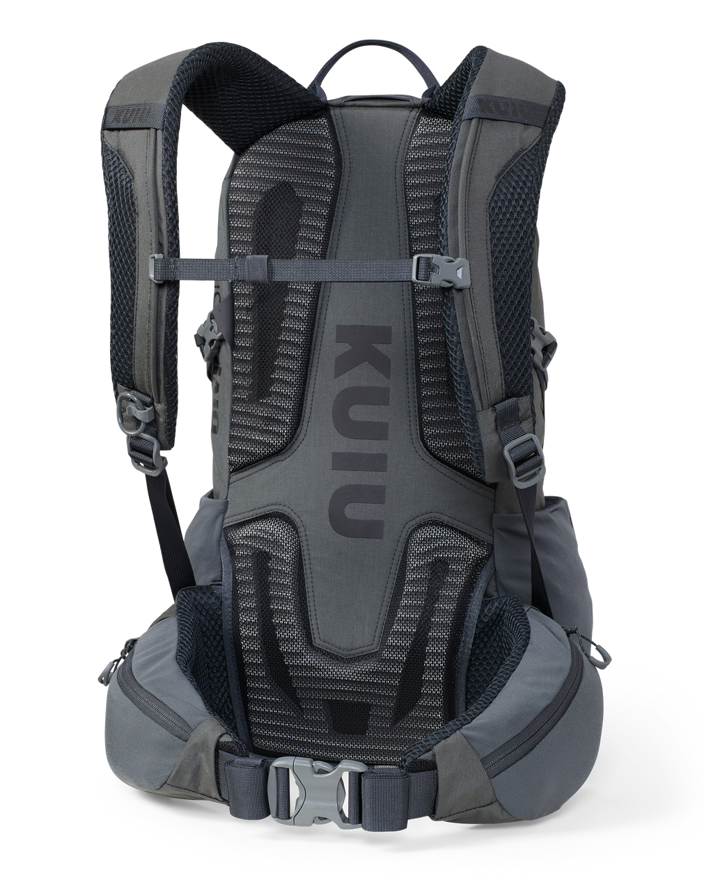 Back of Divide 1500 in Gunmetal Grey with removable hip belt