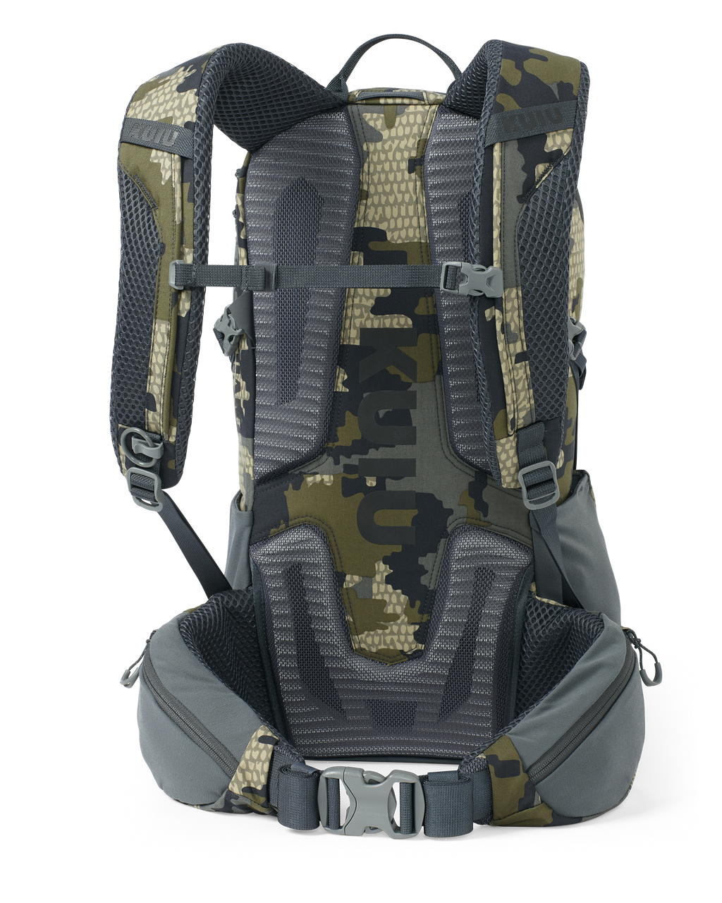 Back of Divide 1500 in Verde Camouflage with removable hip belt