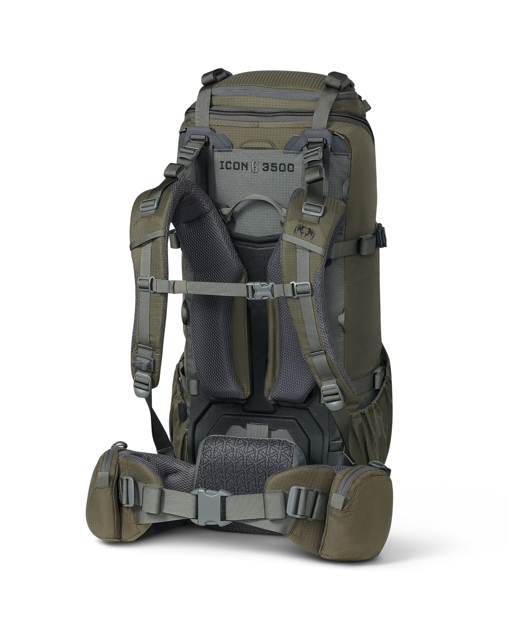 Back angled view of ICON 6 3500 Pack in Ash Brown Color