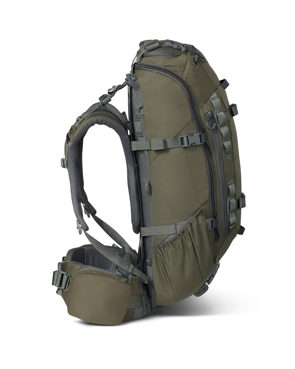 Left side view of ICON 6 3500 Pack in Ash Brown