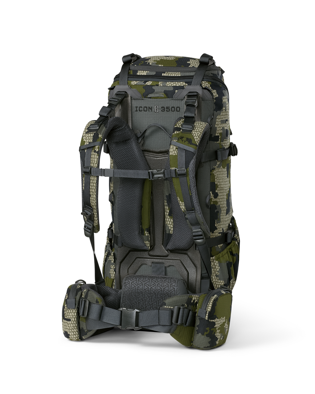 Back angled view of ICON 6 3500 Pack in Verde Camouflage